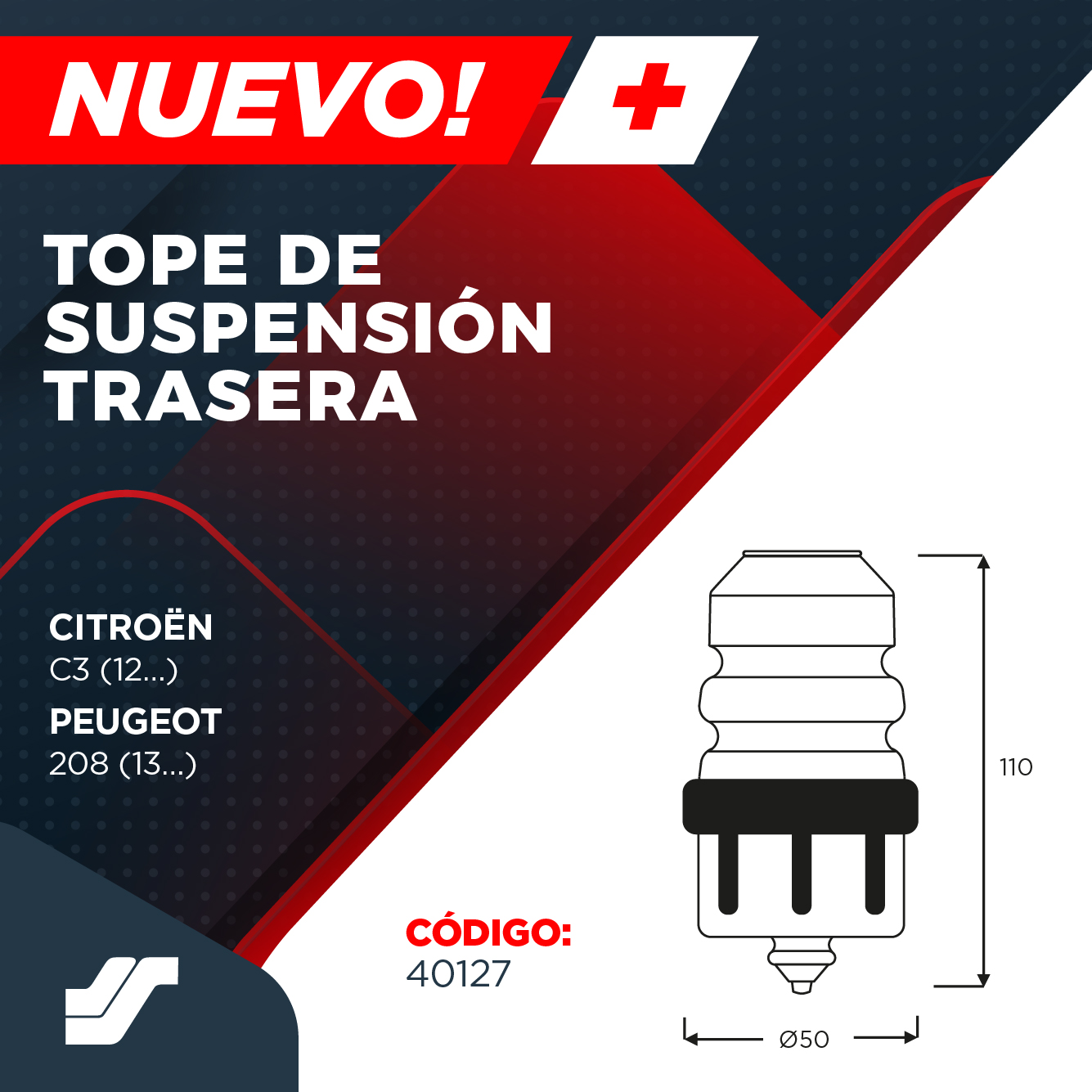 TOPE DE SUSPENSIÓN TRASERA CITROËN C3 y PEUGEOT 208
